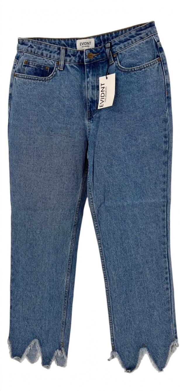 EVIDNT Los Angeles Anthropologie Essen Relaxed Jeans 29 NWT Straight Zig Zag Hem